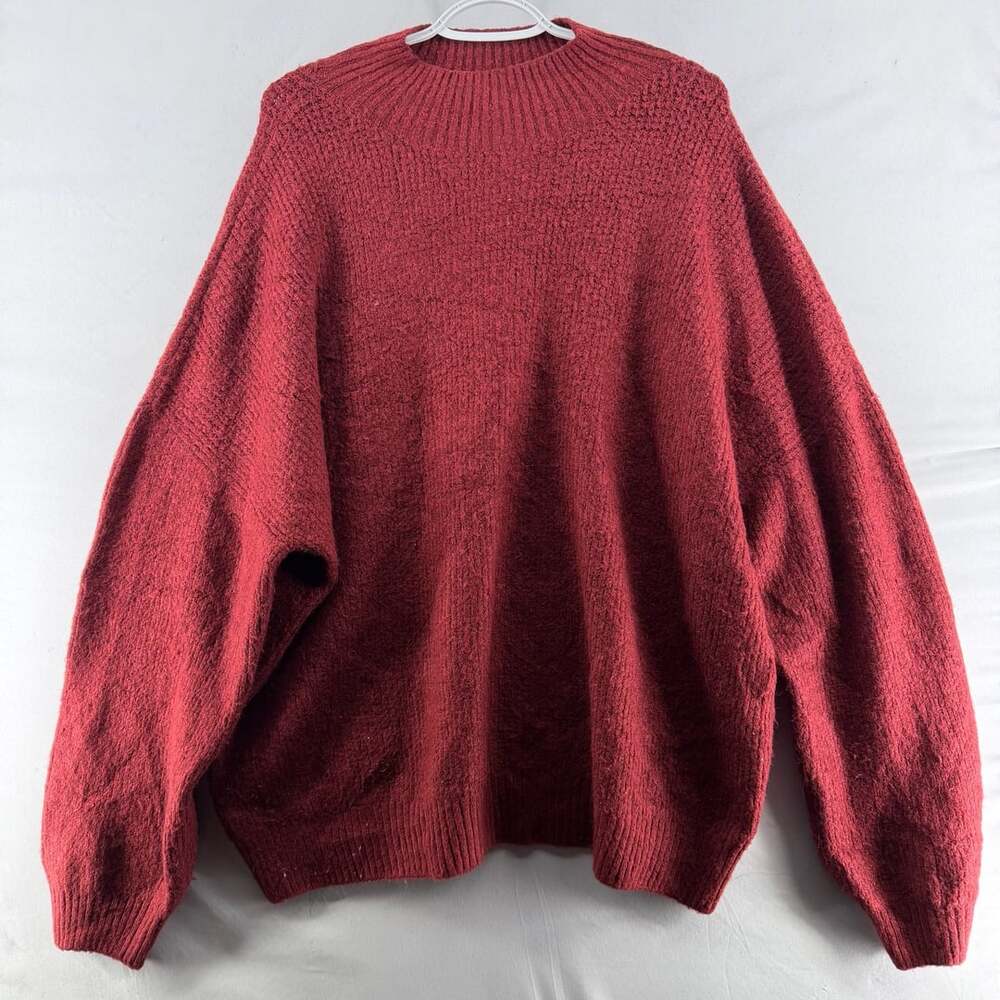 1656 Justfab Sweater Size XXL Red Textured Mock Neck Pullover